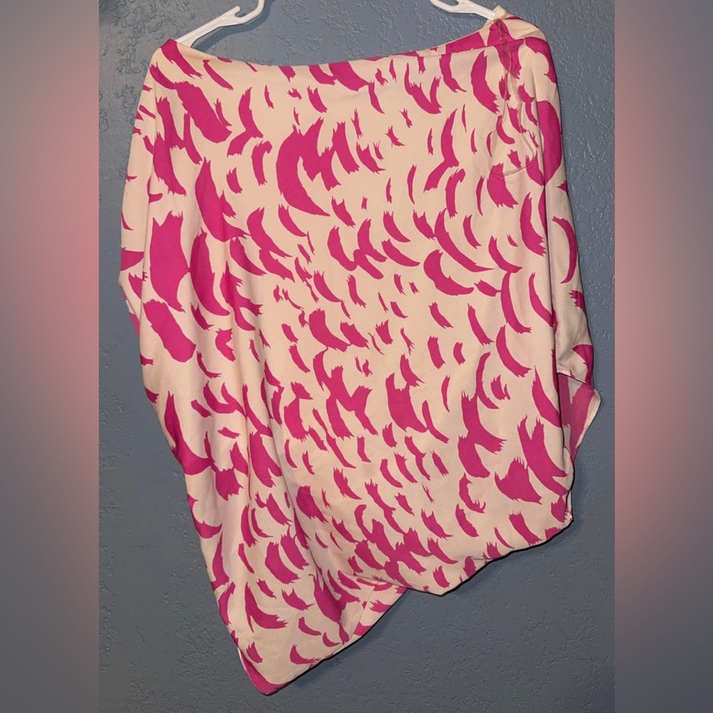 Impressions Pink and Cream Abstract Print Wrap Top